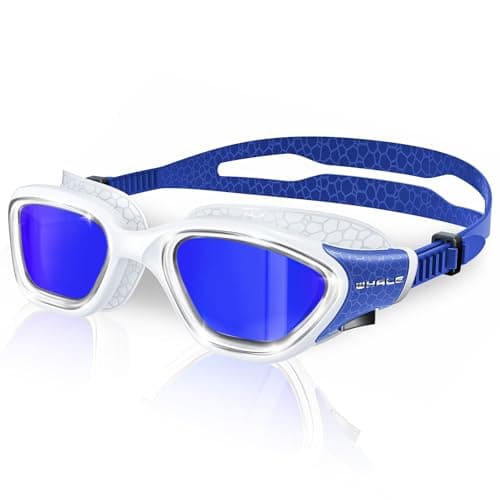 Whale Swim Goggles Polarized Anti-Fog Lenses, Unisex | 100% UV Protection | Anti-Fog Design (Glacier White-Blue; Polarized Lens)