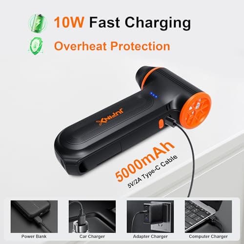Compressed Air Duster-150000RPM Super Power Rechargeable Air Duster, 3-Gear Adjustable Mini Blower with Fast Charging, Electric Air Duster for Leaves,Computer, Keyboard, (Black) - Thumbnail 5