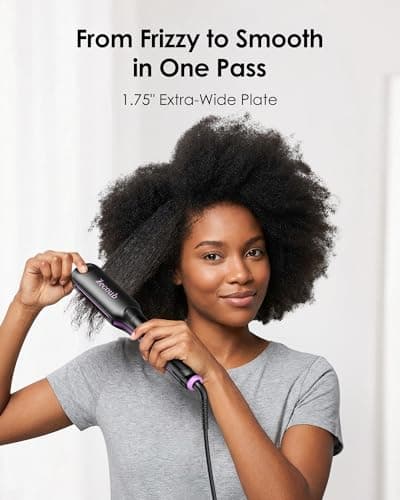 Wide Plate Hair Straightener for Thick Hair, 1.75 Inch Ionic Ceramic Flat Iron for Long, Coarse & Frizzy Hair, Fast 20s Heat-Up, 9 Temps to 450°F, Smooth Glide, Auto Shut Off, Dual Voltage - Thumbnail 2