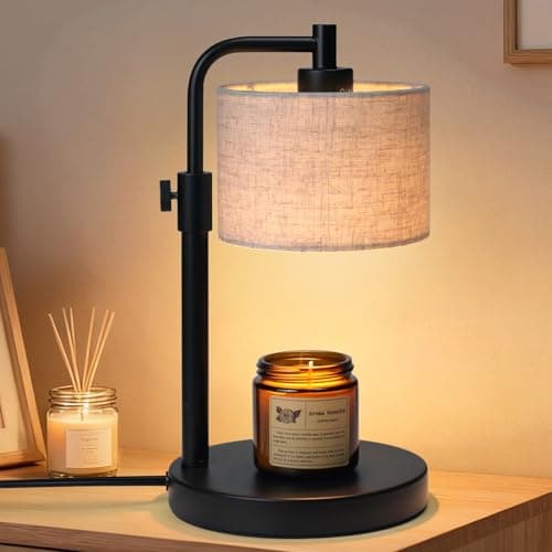 NITOWOLF Candle Warmer Lamp with Timer, Adjustable Height Candle Warmer Linen Candle Lamp Warmer for Jar Candles, House Warming Gifts Home Decor Gifts for Women (Black-Linen)