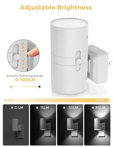 L LOHAS LED Bright Night Light, Night Lights Plug into Wall, Daylight White, Dimmable Nightlight Plug in White Shade, Light Sensor, Decorative LED Nightlights for Hallway Bathroom Kitchen, 2 Pack - Thumbnail 3