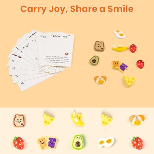 mountova 100 Sets Pocket Hug with Food-Themed Resin - Small Stress-Relief Emotional Support Cards Bulk Gifts for Coworkers - Thumbnail 3