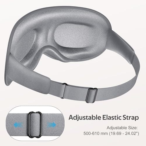 Vynix® Sleep Mask for Men Women - 100% Blackout Cooling Eye Masks for Sleep - 3D Sleeping Mask for Side Sleepers - Zero Pressure Lash Extensions Eye Cover Shade for Airplane Travel Essentials, Grey - Thumbnail 6