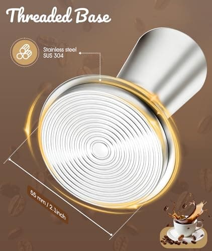 Irosiy 58MM Espresso Tamper - Professional Coffee Press with Non-Slip Base, Calibrated Pressure, Ergonomic Handle for Barista & Home Brewing - Grey - Thumbnail 4