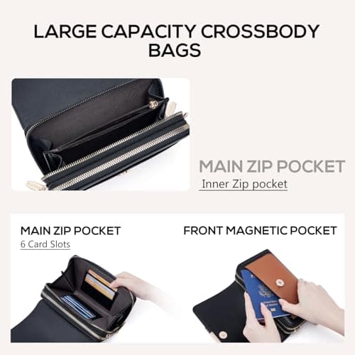 Roulens Small Crossbody Bag for Women,Cell Phone Purse Women's Shoulder Handbags Wallet Purse with Credit Card Slots - Thumbnail 3