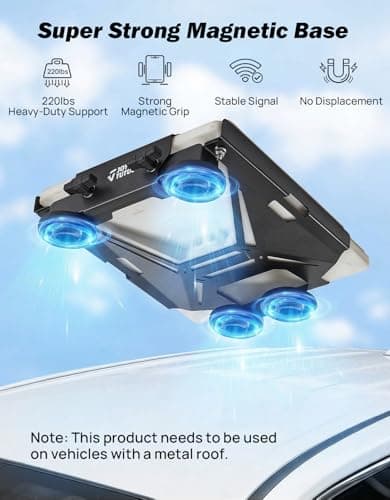 JOYTUTUS Magnetic Car Mount for Starlink Mini 200lbs Heavy Duty, Quick Release for RVs, UTVs,SUV, Boat,Truck with Straps Black - Thumbnail 3