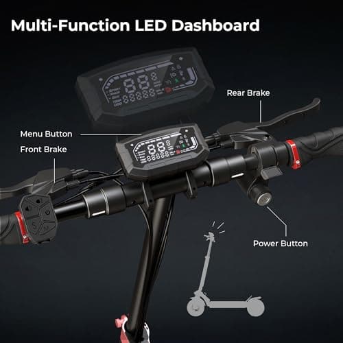 iScooter Electric Scooter for Adults, 10" Off-Road Pneumatic Tires, 28 Miles Range, 28MPH Top Speed, 800W Motor, Adjustable Pole Height,330lbs Max Load,Foldable Adult Escooter with Smart APP - Thumbnail 4