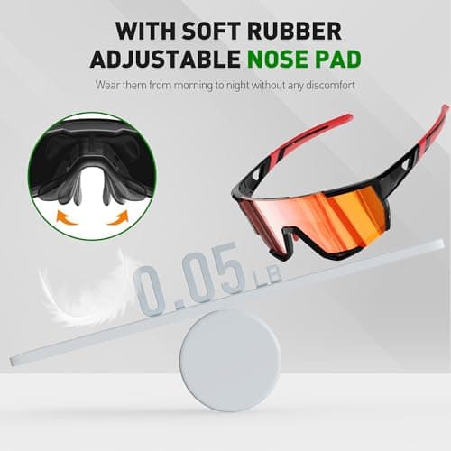 LANSWEE Polarized Sunglasses for Men, Sport Sunglasses Men,UV400 Protection for Running Fishing Driving Baseball Cycling，Bright Black/Red - Thumbnail 2