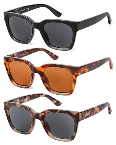 JOLISU 3 Pack Full Lens Reading Sunglasses for Women - Oversized Sun Readers with UV400 Protection, Spring Hinge Eyeglasses(2.0 Non-Bifocal) - Image 1
