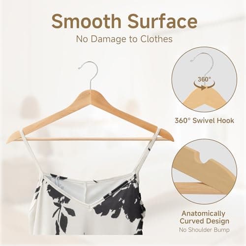 StorageWorks Clothes Hangers, Wooden Hangers 30 Pack for Closet, Wood Hangers for Coats, Shirts, Jackets, Pants, Suits, Natural Wood Color - Thumbnail 3