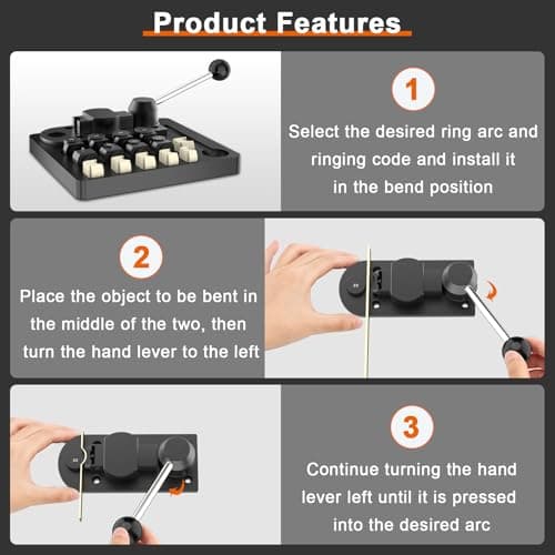 GAXPAK Ring Bender Tool Ring Bending Tool, Spoon Rings Maker Machine Jewelry Making Kit with Nylon Dies, Complete Rings Bending Tool Set Measuring Kit Making - Thumbnail 3