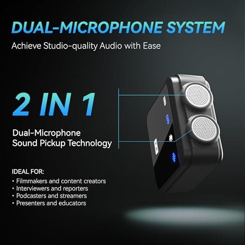 Anilivo Wireless Lavalier Microphone for iPhone/iPad with Lightning Mini Lapel Mic Wireless, 48KHz/24Bit, 150ft Range, Noise Cancellation, 70H Battery for Video Recording and Streaming - Thumbnail 2