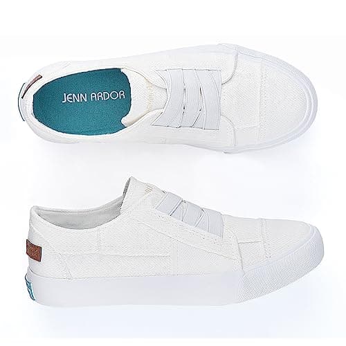 JENN ARDOR Women's Stylish Slip On Sneakers No Laces Elastic Low Top Canvas Sneakers Trendy Flats Comfortable Casual Walking Shoes - Thumbnail 2