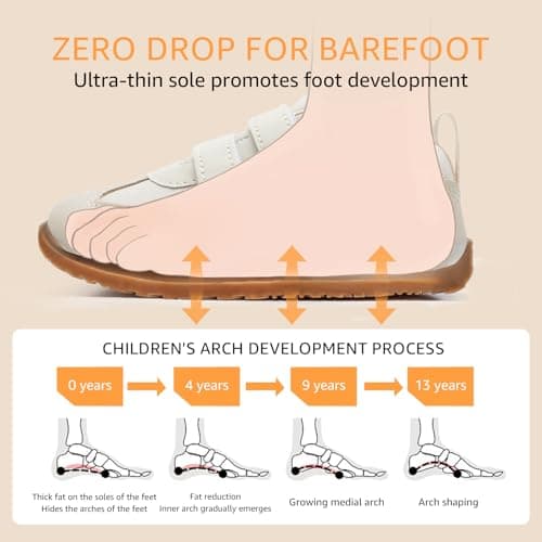 STQ KIDS Toddler Wide Toe Box Shoes Boys Barefoot Shoes Comfortable Kids Sneakers Non-Slip Zero Drop Walking Shoe Beige White Toddler 8 - Thumbnail 5