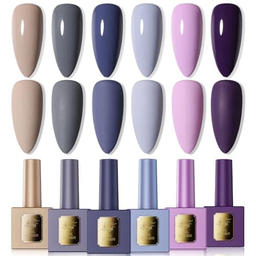 GELLAKTIK Gel Polish Set of 6 Colors 12ml with Purple Beige,Spring Gel Nail Polish Set for Salon DIY at Home, Soak Off LED UV Gel Nail Polish, Gifts for Women Girls