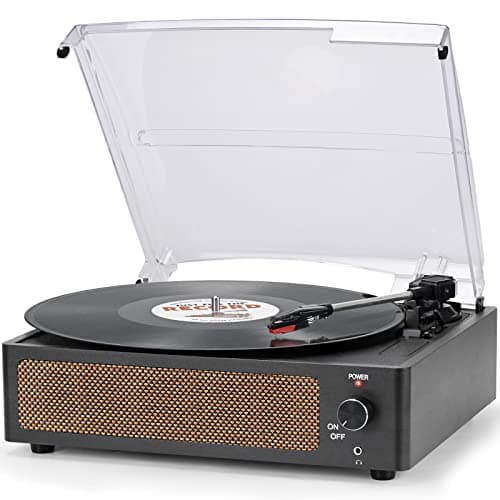 Vinyl Record Player with Speakers Vintage Turntable for Vinyls Records Belt-Driven Turn Table Support 3-Speed, Wireless Playback, Headphone, AUX-in, RCA Line LP Phonograph for Sound Enjoyment Black - Image 1
