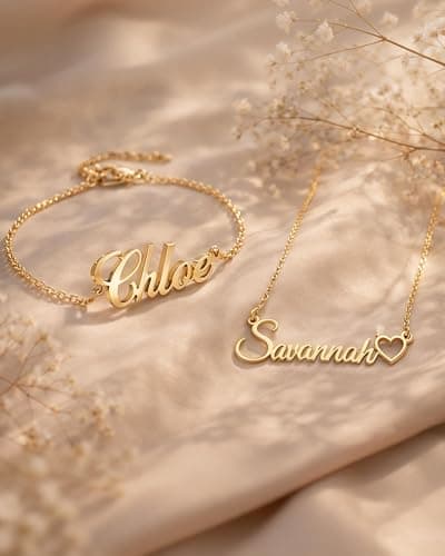 bccpnl Personalized Name Necklace — 18K Gold Plated Nameplate, 14 Fonts, Includes Custom Icon, Necklace Gift for Girl/Women/Mom (Birthday, Mother’s Day). - Thumbnail 3