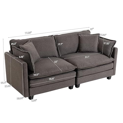 Fachmaih Sectional Loveseat Cloud Couch Modular Sofa Deep Seat Couches 78" Modern Cloud Couch with Pillow for Living Room, Bedroom and Apartment - Thumbnail 2