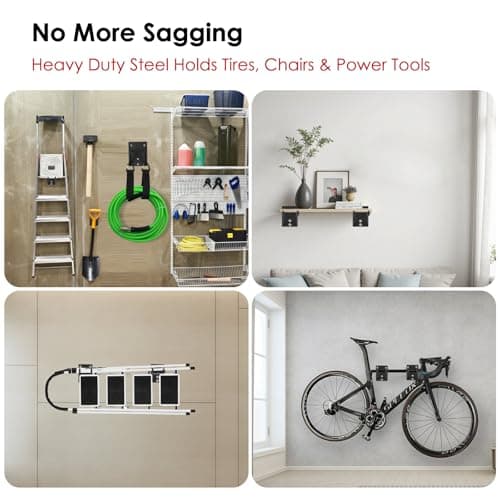 14" Garage Hooks Heavy Duty 8-Pack - Garage Storage System Hooks, Ladder Hooks for Garage Wall & Broom Holder Wall Mount | Non-Slip Tire Rack & Heavy Duty Wall Hooks for Hanging Ladders, Chairs. - Thumbnail 6