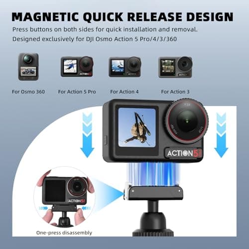 BRDRC Magnetic Quick Release Backpack Clip Mount, 360° Rotating Shoulder Bag Strap Clip Mount for DJI Osmo Action 5 Pro/4/3/360, Portable Bag Holder Action Camera Accessories - Thumbnail 2