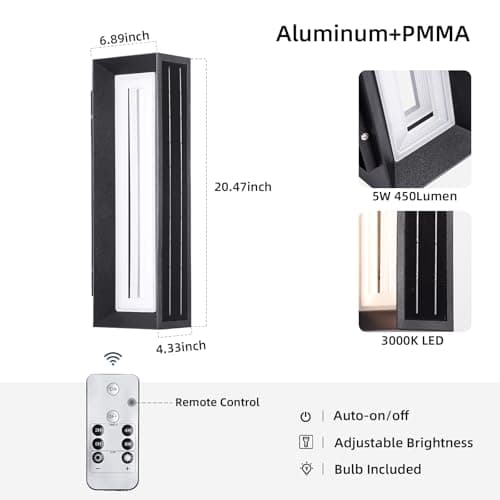 PAKEDANDUN Solar Exterior Lighting Fixtures, 20.5" Waterproof Front Porch Light, 3000K LED Outdoor Sconce Lights, Modern Outdoor Wall Sconces, Extra Large Wall Lantern for House Garage Doorway Patio - Thumbnail 4