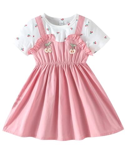 LKUSJMIS Baby Girl Clothes Baby Pink Dress Ruffle Short Sleeve Cotton Dresses Birthday Party Beach Sundress Summer Outfits for Infant Girls 9-12 Months - Image 1