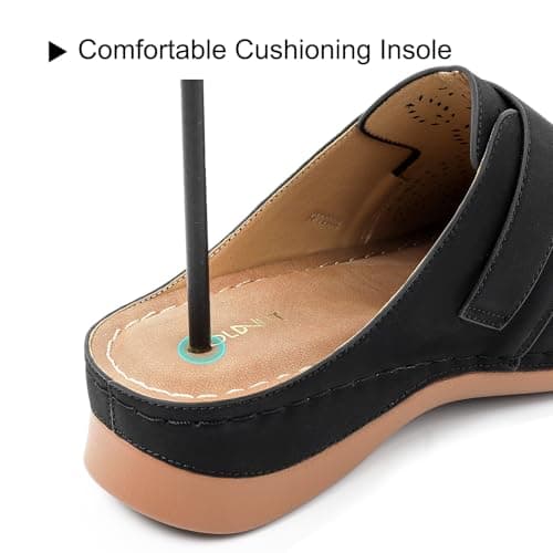 Goldnut Comfortable Clogs for Women with Arch Support - Black Closed Toe Slip On Mules, All Day Wear Casual Dressy Shoes Size 10 - Thumbnail 5