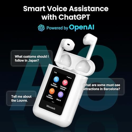 Wooask A8 Translation Earbuds Real Time with ChatGPT, Offline Translator Earbuds No APP Needed, 144 Languages Two-Way Voice Translation for Travel & Business (White, Offline) - Thumbnail 5