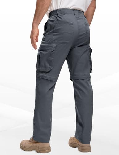 AOHIKE Lightweight Hiking Pants Men - Zip Off Convertible Cargo Pants Men for Fishing Travel Safari, Grey - Thumbnail 5