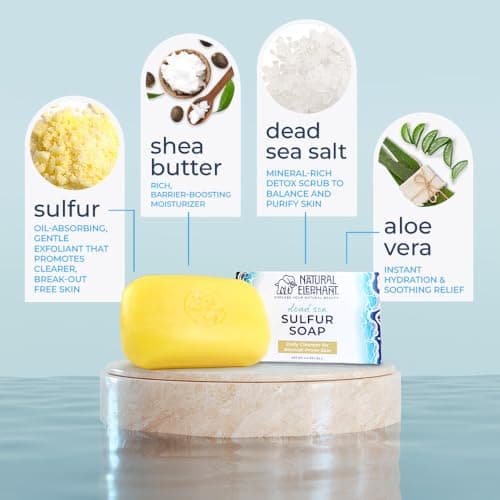 Natural Elephant Dead Sea Sulfur Soap 4.4 oz with Dead Sea Salt, Aloe Vera, Sulphur Face and Body Bar for All Skin Types (5 Pack (22 oz Total)) - Thumbnail 4