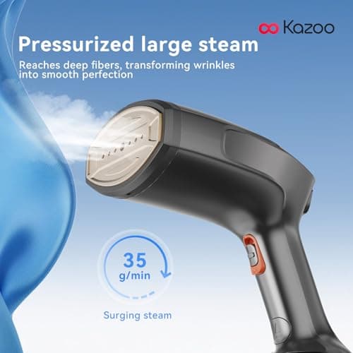 Handheld Steamer for Clothes, 1800W Portable Garment Steamer with 30s Fast Heat, 4 Fabric Modes for Silk/Wool/Cotton/Linen, 255ml Detachable Tank, Wrinkle Remover Iron Press with Lint Brush - Thumbnail 3