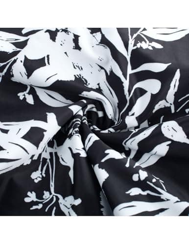 Kate Kasin Womens Bathing Suits Two Piece Tankini Set Swimsuit for Women Sleeveless Square Neck Ruched Padded Swim Tops with Briefs Swimwear Black Leaf Floral S - Thumbnail 4