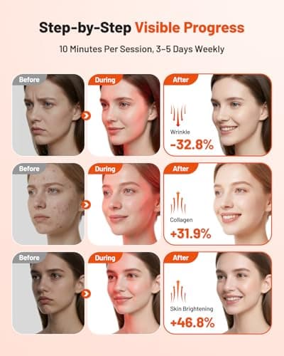 Red Light Therapy for Face and Body, 3 Wavelength 660nm 730nm 850nm Infrared Light Therapy Desk Lamp with 360°Adjustable Head & Phone Stand for Home Office Travel Portable Use, Ideal Gift for Women - Thumbnail 3