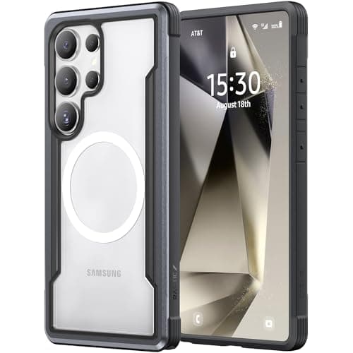 RAPTIC Shield Case Compatible with Samsung Galaxy S24 Ultra–Compatible with MagSafe, Shockproof Military Grade Protection, Durable Anodized Aluminum Frame, 10ft Drop Tested, Black - Image 1