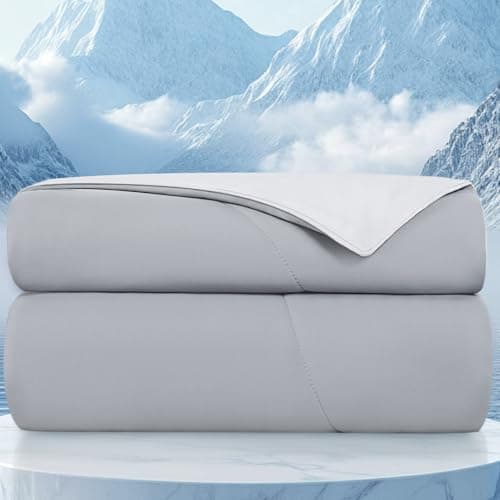Topcee Cooling Comforter 60"x90"-Cooling Blanket Everlasting Cold Touch for Hot Sleepers-Q-max 0.35 Double-Sided Lightweight Design Summer Ice Blanket for Night Sweats-Grey Twin