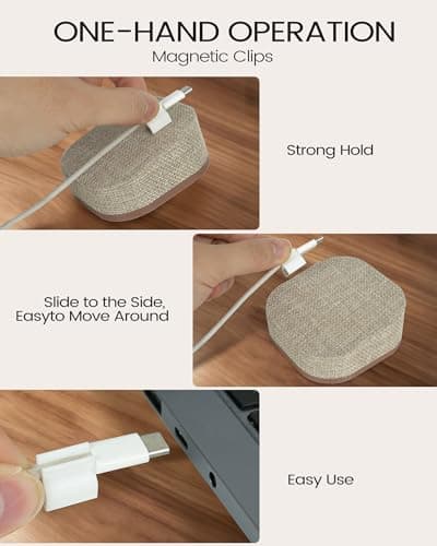 Brolena Magnetic Cord Holder, Cable Organizer with 5 Magnetic Clips for Desk & Nightstand Cable Management, Practical Charging Accessory for Home, Office & Gift Giving - Thumbnail 5