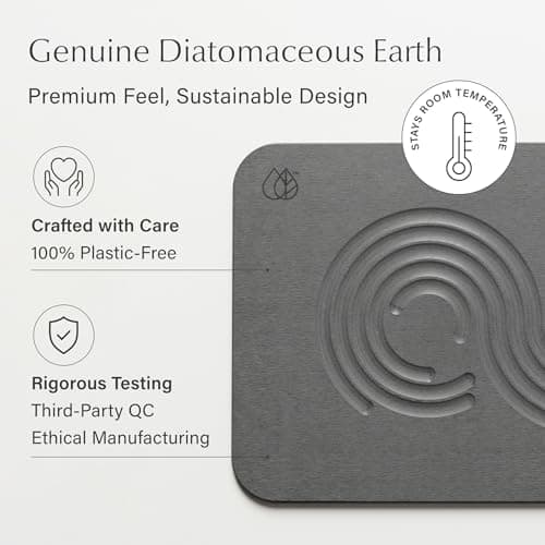 Dorai Home Bath Stone Mat 23.6"x15.4" – Quick-Dry, Non-Slip Diatomite Stone Bath Mat for Bathroom, Zen Slate - Thumbnail 4