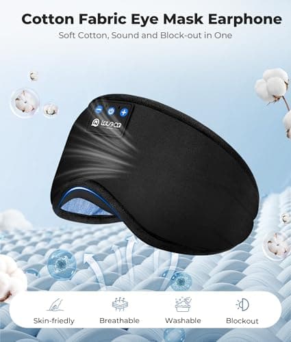 LOVE EYE Sleep Headphones Bluetooth 5.4 Sleeping Eye Mask Wireless Music Earphones with HD Speakers for Side Sleepers Total Blackout Cotton Mask for Travel, Home, Office, Unique Gifts - Thumbnail 3