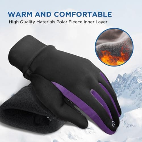 SIMARI Kids Winter Gloves with Touchscreen, Warm Thermal, Water-Resistant, Windproof for Boys Girls Toddler, Gloves for Cold Weather Running Cycling Snow Skiing Hiking Football Rugby Camping, Purple - Thumbnail 2