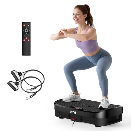 HTM Curved Vibration Plate Exercise Machine, Whole Body Shake Plate with 150W Motor & Resistance Band, 330lbs Weight Capacity, 120 Speeds, Low Noise Vibration Board for Weight Loss, Home Fitness - Image 1