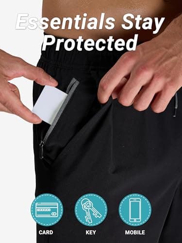 Arcweg Men's Swim Trunks with Compression Liner Black Quick Dry 2XL Bathing Suit Board Swimming Shorts with Zipper Pockets - Thumbnail 5