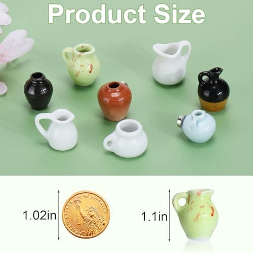 Mini Vase Magnets for Fridge 8PCS - 3D Ceramic Tiny Plant Vase Magnets Fridge Decoration Set Design for Refrigerator, Lockers & Office Spaces (8PCS, Without Flower) - Thumbnail 3