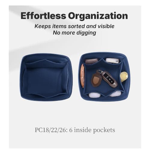 KINGS IN BAG Satin Purse Organizer for Picotin 18, Blue nuit - Thumbnail 4