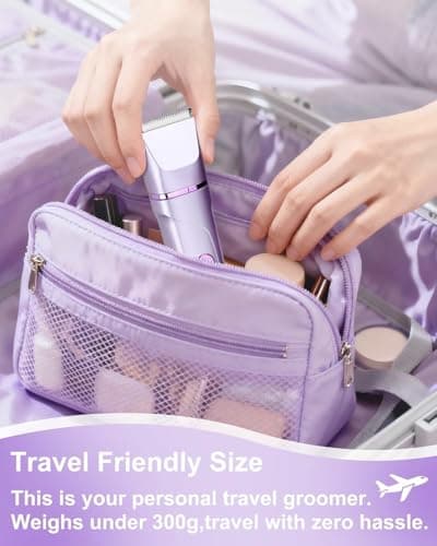 Bikini Trimmer for Women - Painless Electric Razors for Silk Skin,Cordless Electric Shaver for Trip,Replaceable Trimmer for Women,IPX7 Waterproof & Easy Cleaning,Ceramic Blade,USB Charge Dock Purple - Thumbnail 6