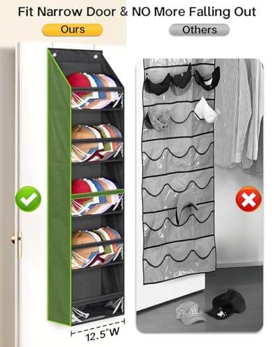 SLEEPING LAMB Narrow Door Hat Organizer for Baseball Caps, Baseball Hat Rack for Closet/Wall Hold 40 Hats Storage Holder Clear Hat Display (Black) - Thumbnail 2