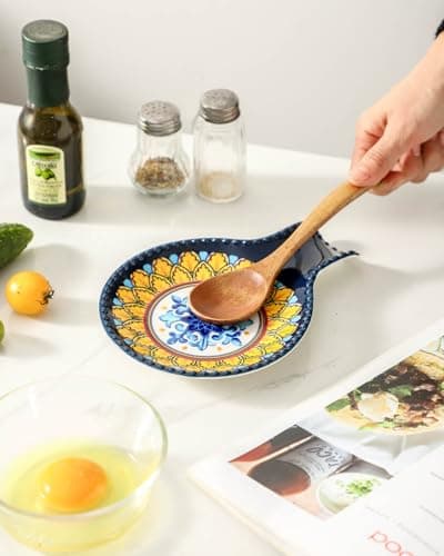 Glowworm Large Spoon Rest, Ceramic Spoon Rest for Stove Top, 7.7 Inch Coffee Spoon Holder for Kitchen Counter, Cooking Utensil Rest for Housewarming Gift, Dishwasher Safe, Yellow - Thumbnail 5