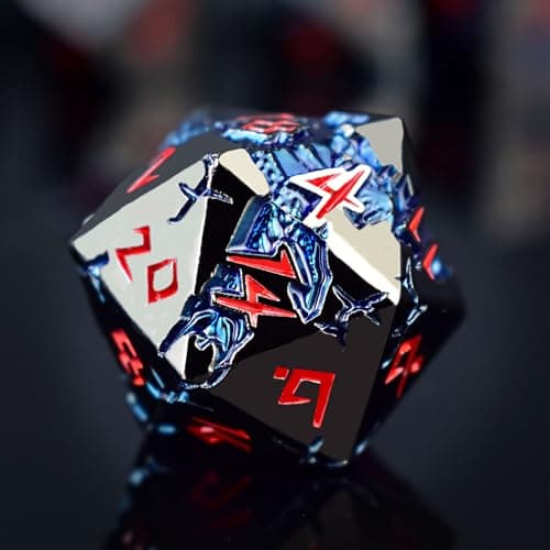 Rule Dice D&D Dice 7 Die Metal DND Dice Set, Weighted Metallic Dungeons and Dragons Dice Set, Large Polyhedral D and D Dice Sets, Cool MTG RPG Dice DND with Gifts Case for Role Playing (Black Red) - Image 1