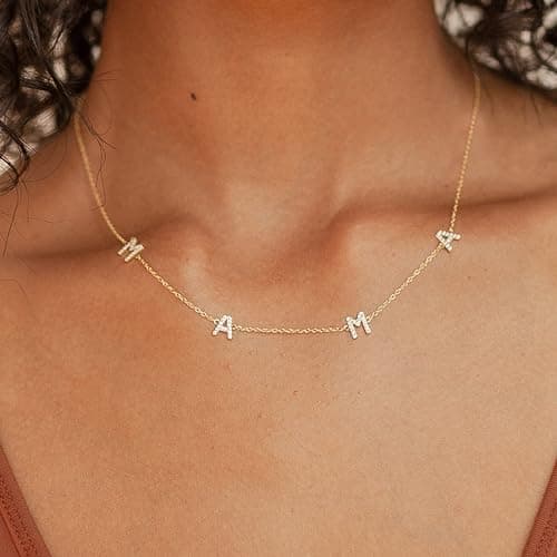 Eaciy Mama Necklaces for Women, Mother's Day Gifts for Mom, 14K Gold Plated Dainty Necklace Non Tarnish Cubic Zirconia Jewelry, Gifts for New Mom - Thumbnail 5