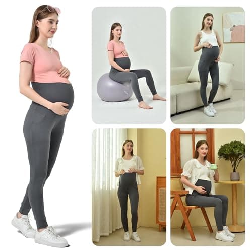 Stanpetix Maternity Joggers for Women - Maternity Casual Pants Activewear Women's Pregnancy Sweatpants with Pockets (Grey,Small) - Thumbnail 6