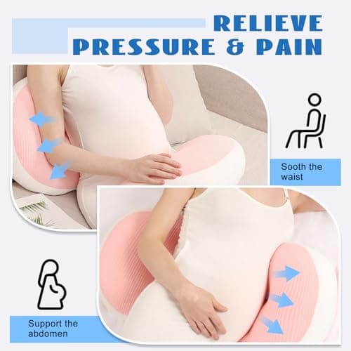KGAUT Pregnancy Pillow for Pregnant Women, Memory Foam Pillow for Side Sleeper, Maternity Pillow Support for Back, Belly, HIPS, and Legs, Portable and Adjustable Travel Wedge Pillows Pink - Thumbnail 3